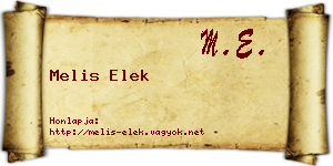 Melis Elek névjegykártya